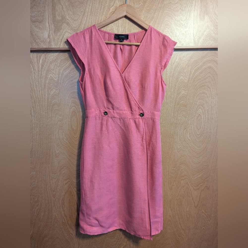 Pink J Crew Linen Blend Dress